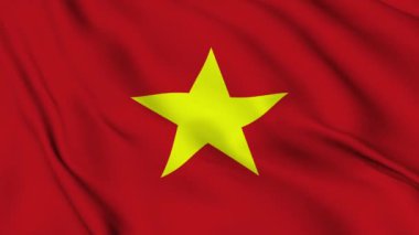 Vietnam Sosyalist Cumhuriyeti bayrağı usulca rüzgarda dalgalanıyor.