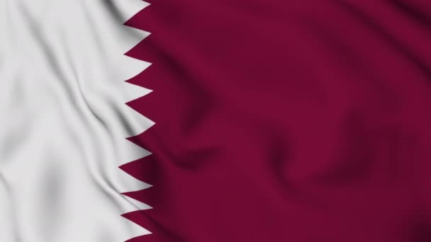 Bandera Del Estado Qatar Ondeando Viento Imágenes Alta Calidad — Vídeos de Stock