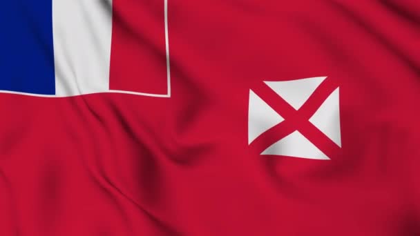 Flagge Des Territoriums Der Walliser Und Futunainseln Flattert Wind Hochwertiges — Stockvideo