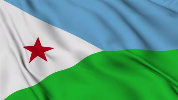 Flagge Der Republik Dschibuti Weht Sanft Wind — Stockvideo