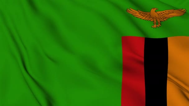 Vlag Van Republiek Zambia Zachtjes Wapperend Wind — Stockvideo