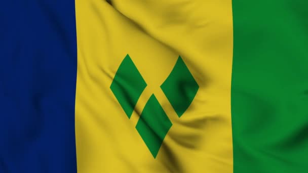 Flaga Saint Vincent Grenadyny Delikatnie Machają Wietrze — Wideo stockowe