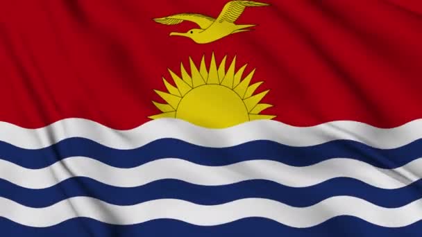 Flaga Niepodległej Suwerennej Republiki Kiribati Delikatnie Machająca Wietrze Wysokiej Jakości — Wideo stockowe
