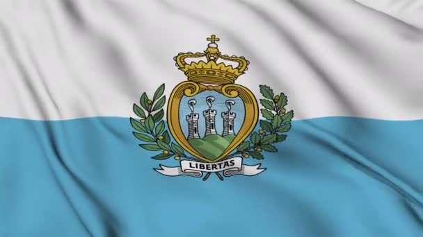 Flaga Republiki Serenissima San Marino Machająca Delikatnie Wietrze — Wideo stockowe