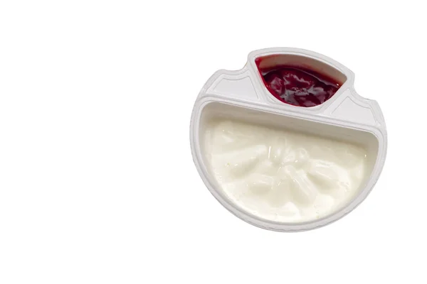 Řecký Jogurt Bílém Pozadí Znamená Koncept — Stock fotografie