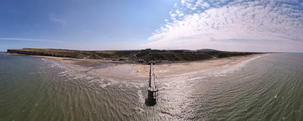 Ruime Hoek Uitzicht Saltburn Sea Pier Noord Engeland Toeristische Attractie — Stockfoto