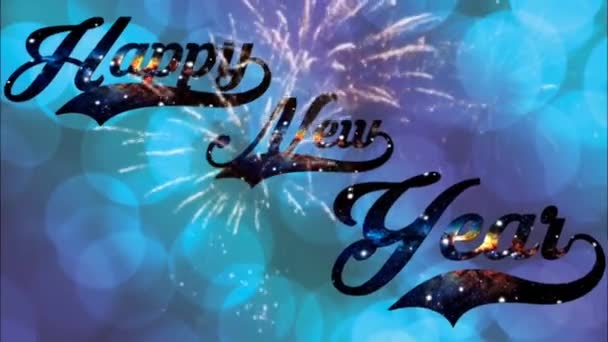 Feliz Año Nuevo Celebración Fondo Luz Texto — Vídeo de stock