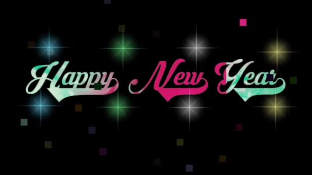 New Best Happy New Year Celebration Colourful Text Background Motion — Stock Video