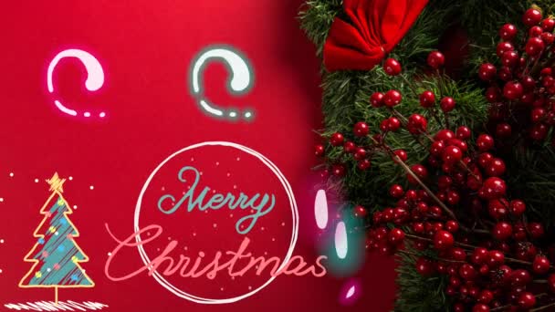 Новые Лучшие Анимации Счастливого Рождества Празднование Красочные Текстовые Фоновые Эффекты — стоковое видео