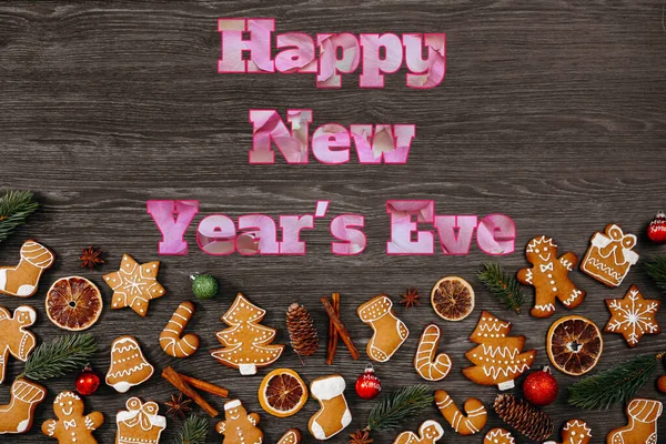 Новий Кращий Щасливий Новорічний Вечір Святкування Барвистий Стильний Фронт Текст — стокове фото