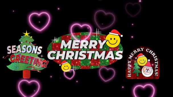 New Best Merry Christmas Celebration Bunt Stilvolle Front Text Hintergrund — Stockvideo