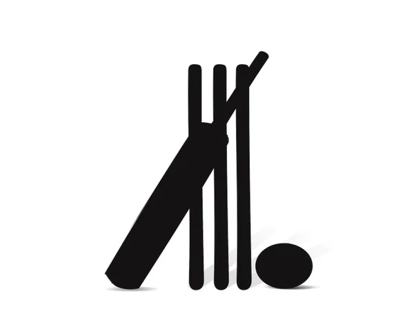 Bir Kriket Spor Elementleri Bat Ball Simge Gölgeleri Resimlerini Şaşırttı — Stok fotoğraf