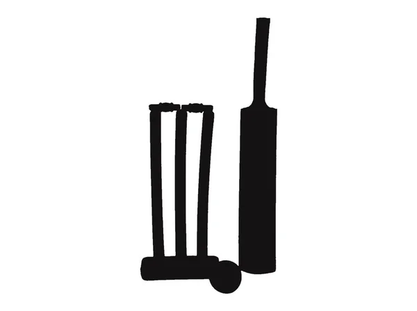 Cricket Sport Elements Bat Ball Stumps Icono Sombras Ilustración Fotos — Foto de Stock