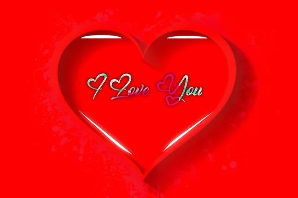 Kalp Simgesi Düşürme Seni Seviyorum Metin Logosu Grafik Tasarımı Kırmızı — Stok fotoğraf