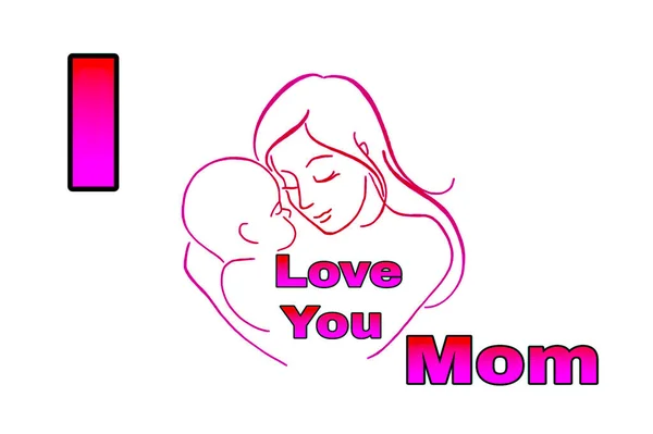 Mom Baby Graphic Template Modern Love You Mom Text White — Stock Photo, Image