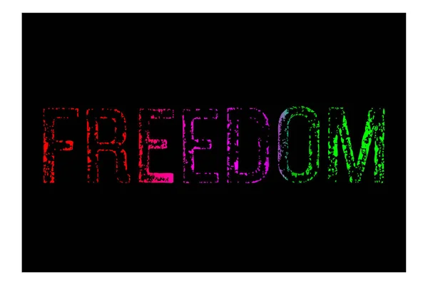 Freedom Písmo Text Ilustrace Fotografie Černým Pozadím — Stock fotografie