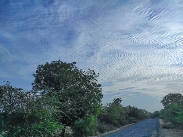 Een Prachtig Schot Van Indian Village Road Tree Cloud Natuur — Stockfoto