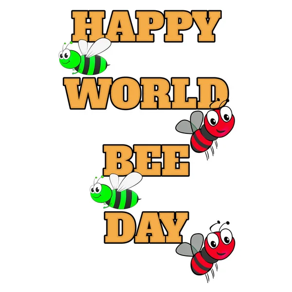 Lycklig Värld Bee Day Text Med Vit Bakgrund Illustration Bilder — Stockfoto