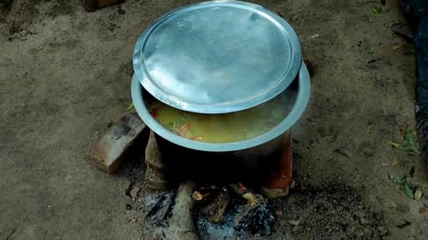 Indian Village Traditionell Mat Dal Bhat Recept Foto — Stockvideo