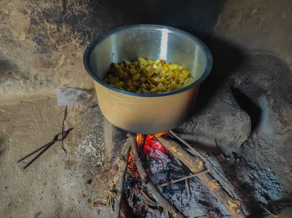 India Gujarat Village Traditional Food Aloo Sabji Photo — Stok Foto