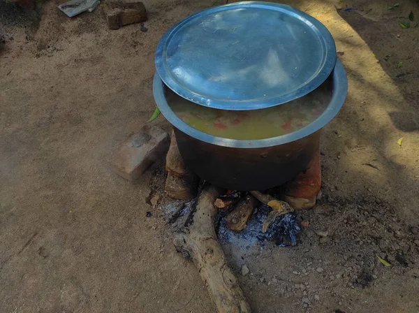 Een India Gujarat Village Traditional Food Dal Bhat Foto — Stockfoto