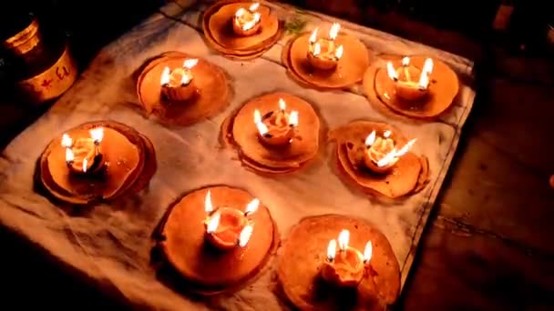 Gujarat Village Navratri Traditional Gehu Atta Akhand Diya Trigo Harina — Vídeos de Stock