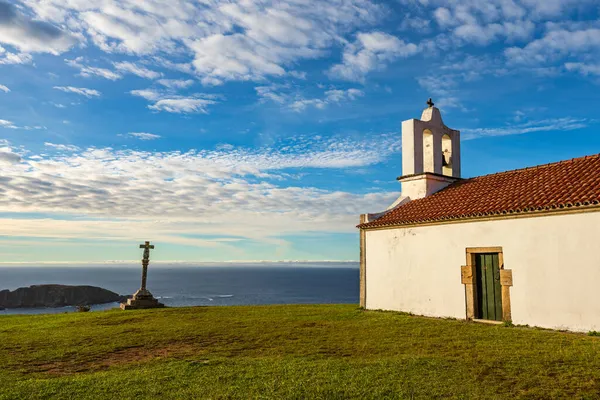 Mała Chrześcijańska Kaplica Nad Morzem Santo Anton Hermitage Cadeira Galicja — Zdjęcie stockowe