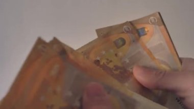 Euro banknot sayma eller Close-Up