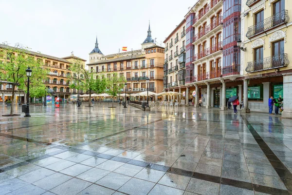 Toledo Hiszpania Kwietnia 2022 Deszczowy Dzień Placu Zocodover — Zdjęcie stockowe
