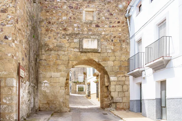 Wnętrze Puerta Villa Średniowieczna Brama Starego Miasta Alburquerque Estremadurze — Zdjęcie stockowe