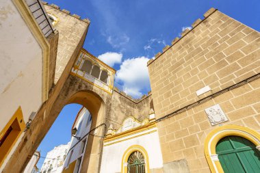 Low angle view of a picturesque landmark in Elvas old town Portugal