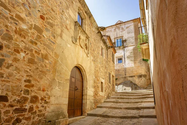 Picturesque Street Caceres Historical District Extremadura Spain — 스톡 사진