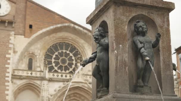 Monumentális Szökőkút Franciaországi Toulouse Saint Etienne Katedrális Homlokzatának Megváltoztatása — Stock videók