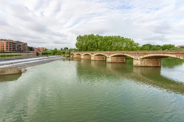Vista Panorâmica Rio Garonne Toulouse França Pont Halague Tounis — Fotografia de Stock