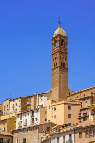 View Tarazona Old Town Santa Magdalena Steeple Aragon Spain — 图库照片