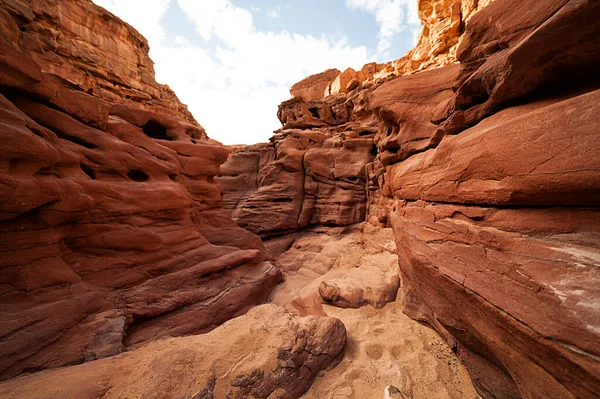 Amerika 'nın, Mısır' ın, Ürdün 'ün kırmızı kum kanyonları ve kayaları. Güney Sina Kanyonları