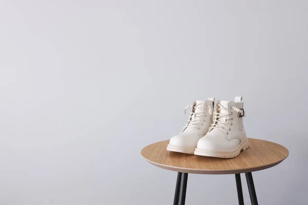 White Shoes White Background Place Text Fall Winter Trends — 图库照片