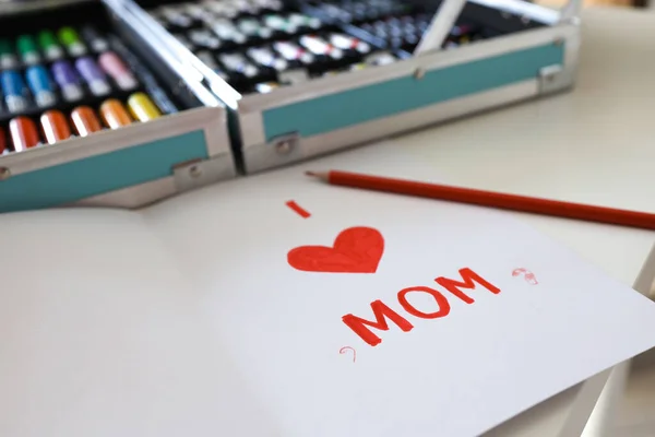 Postcard Love You Mom Closeup Mother Day Gift — стоковое фото