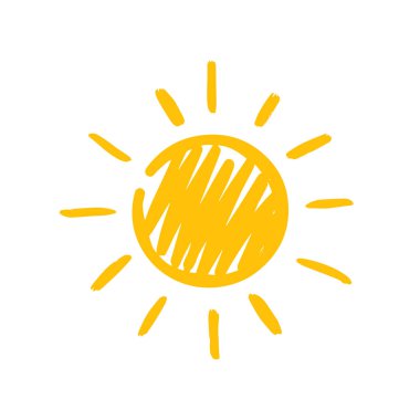 vektör el beyaz zemin üzerine çizilen güneş.