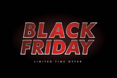 Kara Cuma 3D Vektör Bayrağı Modern Tipografik Tasarım Şablonu. Satışlar, promosyon, sınırlı ve sezonluk teklifler. Typography ve Desenli Özel Teklif Vektör Arkaplanı