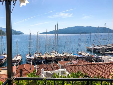 View from the mountain to the modern city. Beautiful cityscape. Batumi from above. City by the sea
