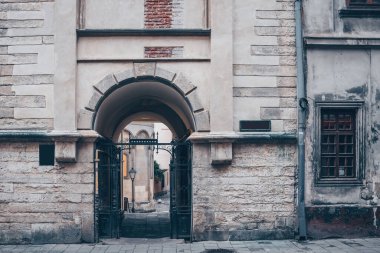 Interior facade of an old building in Lviv
