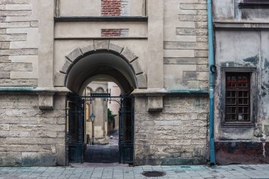 Interior facade of an old building in Lviv
