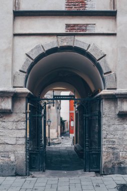 Interior facade of an old building in Lviv