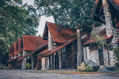 Exterior View of Terraced Stone Cottages on a Street in a Typical English Town