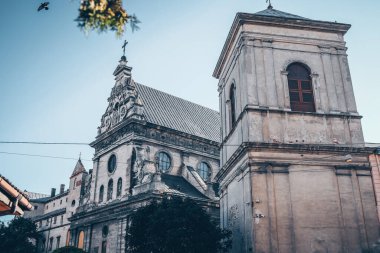 Aerial view on Bernardine church in Lviv from drone