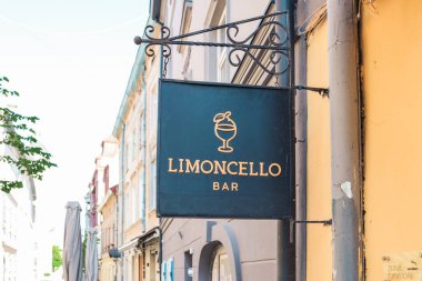 Signboard on wall. Mock up. Black square shape