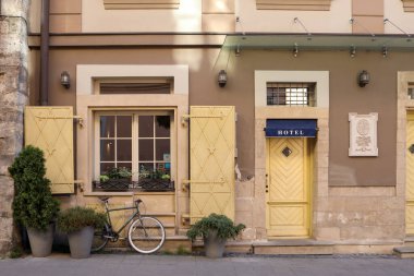 Facade of a beautiful hotel in the city