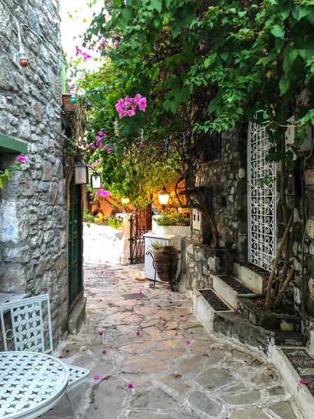 Rua Estreita Cidade Velha Marmaris Turquia Casas Brancas Antigas Cênicas — Fotografia de Stock