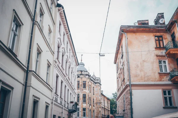 Facades Houses Lviv Old Buildings Sky — Stockfoto